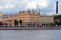 View of Petrogradskaya quay in Saint-Petersburg