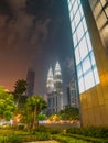 View of Petronas Twin Tower Kuala Lumpur, Malaysia at Night Royalty Free Stock Photo