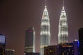 View of Petronas Twin Towers at night in Kuala Lumpur Malaysia Royalty Free Stock Photo