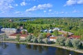 View of Petrovskaya Embankment and Annekron from St. Olav's Tower in Vyborg Castle, Russia