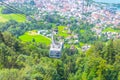 View of a pfanderbahn cable car with the Austrian city Bregenz behind it....IMAGE Royalty Free Stock Photo