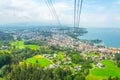 View of a pfanderbahn cable car with the Austrian city Bregenz behind it....IMAGE Royalty Free Stock Photo