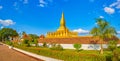 View of the Pha That temple. Vientiane, Laos. Panorama