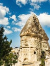 View of a phallus-shaped rock formation in Goreme, Turkey