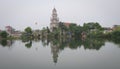 View of Phat Diem church with the lake in Ninh Binh, northern Vietnam