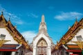 View of Phra Prang, Arun Temple, bank of Chao Phraya River, Bangkok Thailand. Royalty Free Stock Photo