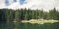 View of the Pianozes Lake and hut, Cortina D`Ampezzo, Dolomites,