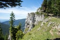 View of Piatra Soimului Peak Hawk`s stone in Rarau mountains,  Bucovina,  Romania Royalty Free Stock Photo