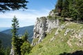 View of Piatra Soimului Peak Hawk`s stone in Rarau mountains,  Bucovina,  Romania Royalty Free Stock Photo