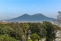 A view from the Piazza del Plebiscito in Naples, Italy towards Mount Vesuvius in the distance Royalty Free Stock Photo