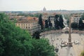 View of Piazza del Popolo, view took from the villa Medici, Rome, Italy Royalty Free Stock Photo