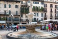 View of Piazza della Erbe and statue - famous historical square in the center of the city