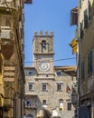 View of the Piazza della Repubblica square in the historic center of Cortona, Arezzo, Italy, on a beautiful sunny summer day Royalty Free Stock Photo