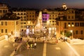 View of Piazza di Spagna and central Rome at night from the Spanish Steps Royalty Free Stock Photo