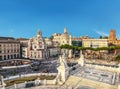 View of Piazza Venezia Piazza Venezia with the Abbey of Santa Maria Di Loreto, from the observation deck of the Palazzo Vittoria Royalty Free Stock Photo