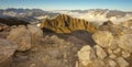 Pic de Sarradets with a mountain valleys covered with clouds, Pyrenees Occidentales, France