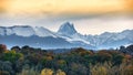 View of Pic du Midi Ossau in autumn, french Pyrenees Royalty Free Stock Photo