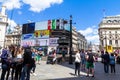 View of Piccadilly Circus, road junction, built in 1819. London, UK