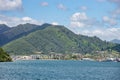 View of Picton town from the Interislander ferry in New Zealand.