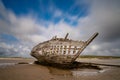 View of the shipwreck of the Cara Na Mara on Mageraclogher Beach in Ireland Royalty Free Stock Photo