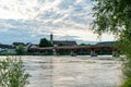 View of picturesque Bad Saeckingen in southern Germany with the historic covered bridge