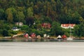 Beautiful waterfront houses Inner Oslofjiord coast Norway Royalty Free Stock Photo