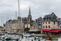 View of the picturesque harbour of Honfleur, yachts and old houses, Normandy, France Royalty Free Stock Photo