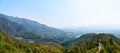 View of picturesque haze valley of the Kok River and Thai border town of Tha Ton Royalty Free Stock Photo