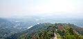 View of picturesque haze valley of the Kok River and Thai border town of Tha Ton Royalty Free Stock Photo