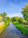 View of picturesque landscape of green hill, town Beroun, Czech Republic,