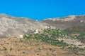 View of the picturesque medieval village of Vatheia with towers, Lakonia, Peloponnese.