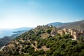 View of the picturesque medieval village of Vatheia with towers, Lakonia, Peloponnese.