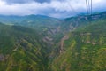 View of the picturesque mountains of Armenia and the gorge from the cableway near the Tatev