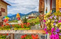 View of the picturesque village of Chamois, in Val D`Aosta, Italy. Its peculiarity is that cars are not allowed in the village. Royalty Free Stock Photo