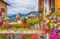 View of the picturesque village of Chamois, in Val D`Aosta, Italy. Its peculiarity is that cars are not allowed in the village.