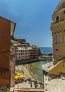 A view of the picturesque village and harbour of Vernazza from the coastal path