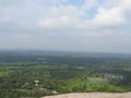 The view on the Pidurangala mountain from Sigiriya Rock or Sinhagiri aerial panoramic, Dambulla in Sri Lanka Royalty Free Stock Photo