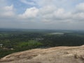 The view on the Pidurangala mountain from Sigiriya Rock or Sinhagiri aerial panoramic, Dambulla in Sri Lanka Royalty Free Stock Photo