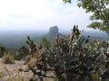 The view on the Pidurangala mountain from Sigiriya Rock or Sinhagiri aerial panoramic, Dambulla in Sri Lanka Royalty Free Stock Photo