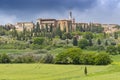 View on Pienza, a town and comune in the province of Siena, in the Val d`Orcia in Tuscany, central Italy Royalty Free Stock Photo