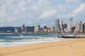 View of Pier and Beachfront Golden Mile from Durban`s Beach Royalty Free Stock Photo