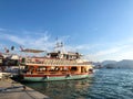 View on pier with boats and yachts, Marmaris pier, boats and yacht, Mediterranean sea Royalty Free Stock Photo