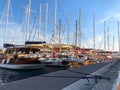 View on pier with boats and yachts, Marmaris pier, boats and yacht, Mediterranean sea Royalty Free Stock Photo