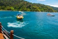 The view from the pier with the Islands of SAPI on Gaia. Sabah, Malaysia.