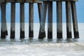 View of the pier pillars and the sea. Royalty Free Stock Photo