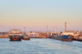 View of the pier of port of Kavkaz from the sailing ferry