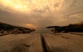 View from the pier at sunset over the Adriatic Sea Royalty Free Stock Photo