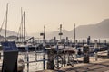 View of the pier in the town of Iseo, on Lake Iseo, Italy Royalty Free Stock Photo
