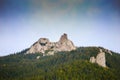 View of Pietrele Doamnei Peak Lady`s Stones cliff from below