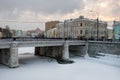 View of the Pig-iron Bridge drainage channel in Moscow Royalty Free Stock Photo